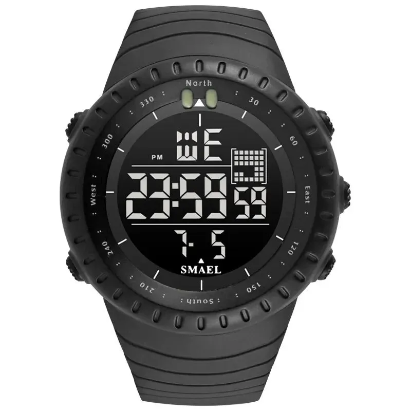 Brand Men Electronics Watch Outdoor Sports Waterproof Big Dial Digital LED Alarm Digital-Watch 1237 Sport Watch