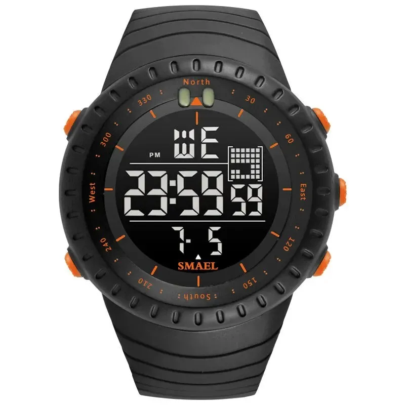 Brand Men Electronics Watch Outdoor Sports Waterproof Big Dial Digital LED Alarm Digital-Watch 1237 Sport Watch