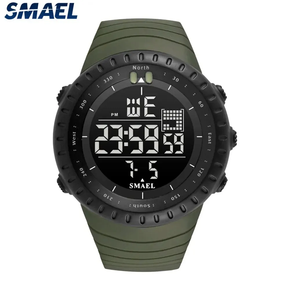 Brand Men Electronics Watch Outdoor Sports Waterproof Big Dial Digital LED Alarm Digital-Watch 1237 Sport Watch