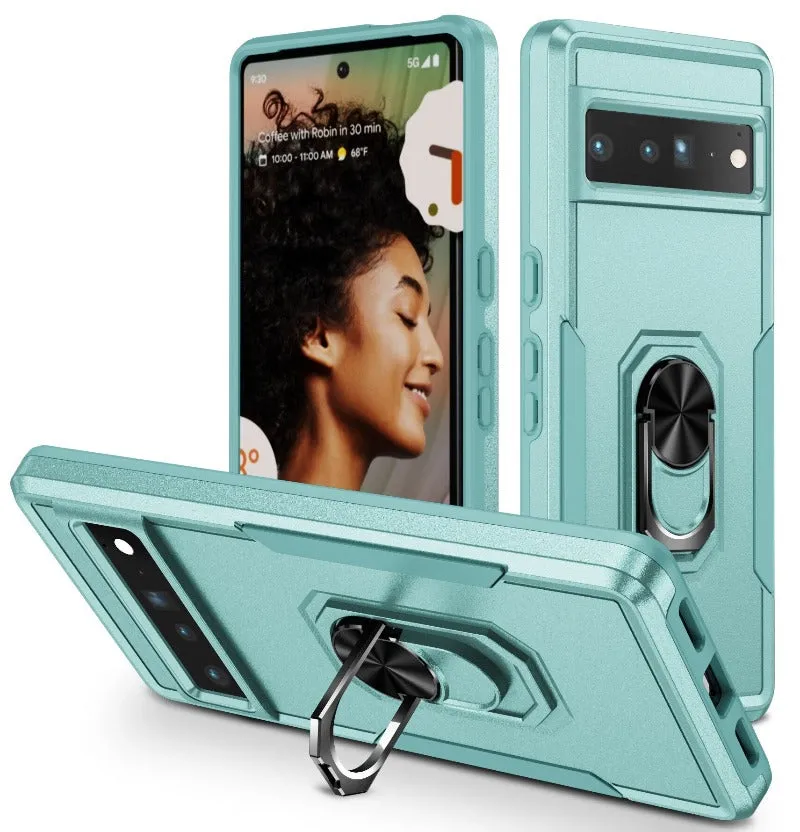 Bumper Shockproof Armor Heavy Duty Hard Protective Phone Case With Magnetic Ring Kickstand For Google Pixel 8 7