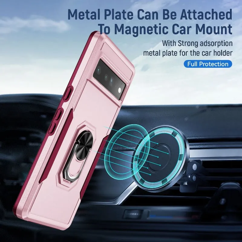 Bumper Shockproof Armor Heavy Duty Hard Protective Phone Case With Magnetic Ring Kickstand For Google Pixel 8 7