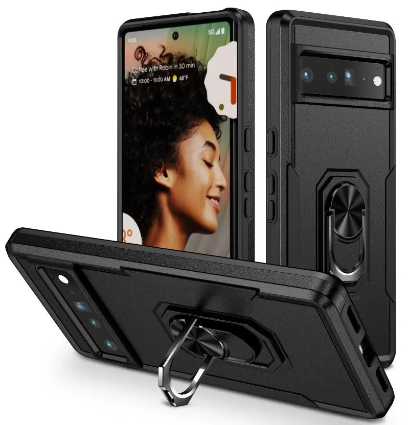 Bumper Shockproof Armor Heavy Duty Hard Protective Phone Case With Magnetic Ring Kickstand For Google Pixel 8 7