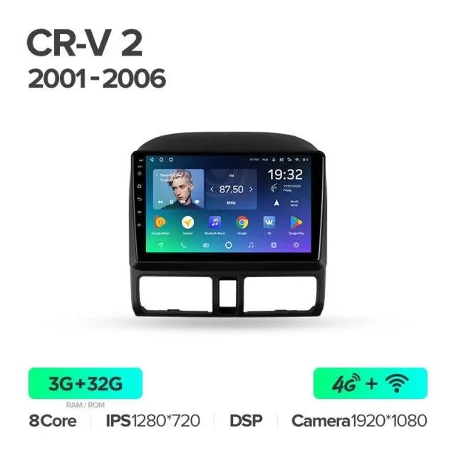 Car Dealz Premium Advanced 4G Data Model 10.2" Android 12.0 For Honda CR-V 2001 - 2006 In Dash Plus OEM Fascia