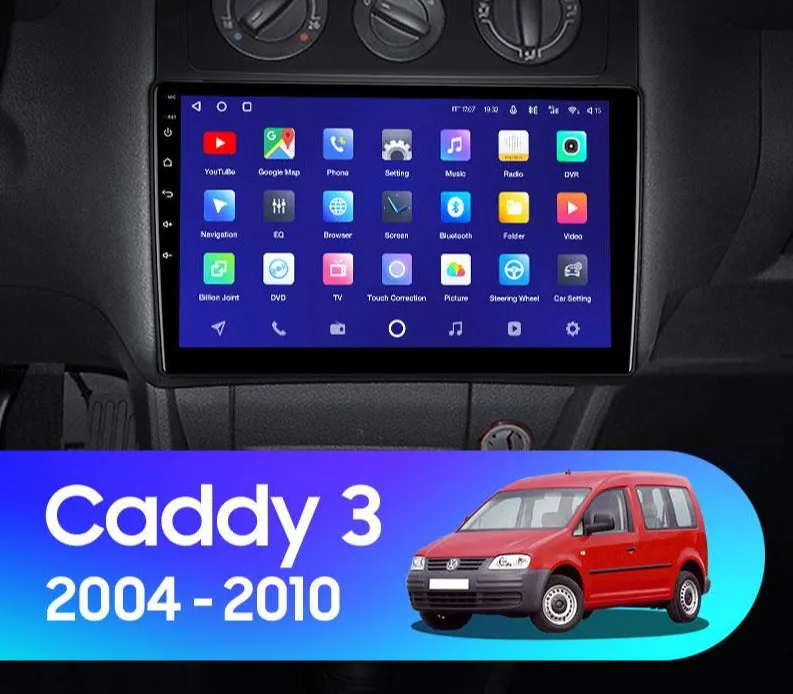 Car Dealz Premium Model 10.2" Android 10.0 For Volkswagen Caddy 2K 3 III 2004 - 2010 In Dash Plus OEM Fascia