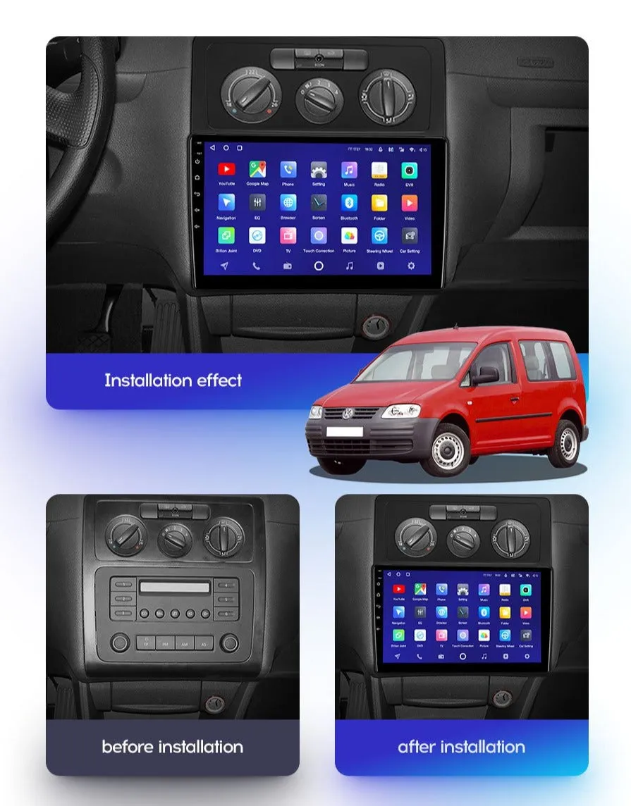 Car Dealz Premium Model 10.2" Android 10.0 For Volkswagen Caddy 2K 3 III 2004 - 2010 In Dash Plus OEM Fascia