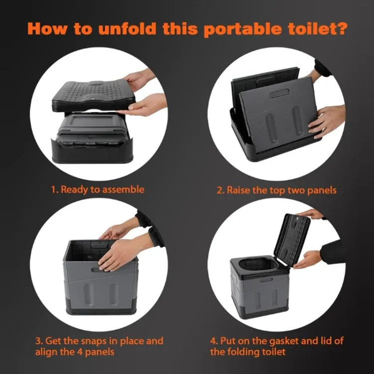 Car Folding Portable Toilet Outdoor Emergency Mobile Toilet(Pure Black)