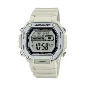 Casio Digital Gents Led Dual Alarm 100M Water Resistant White Face And Resin Band MWD110H-8A