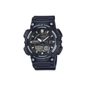 Casio Gents Black Resin Strap Telememo Watch