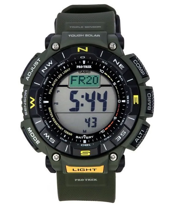 Casio Pro Trek Digital Green Bio Based Resin Strap Tough Solar PRG-340-3 100M Mens Watch