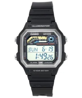 Casio Standard Digital Black Resin Strap Quartz WS-1600H-1A 100M Men's Watch