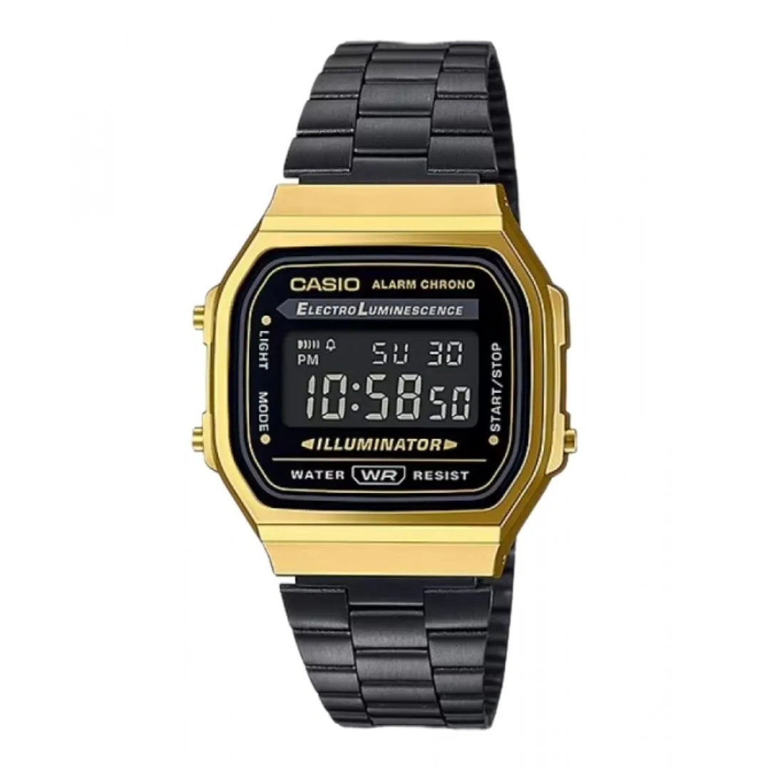 CASIO Unisex Vintage Digital Black Dial Watch A168WEGB-1BDF / A168WEGB-1BEF