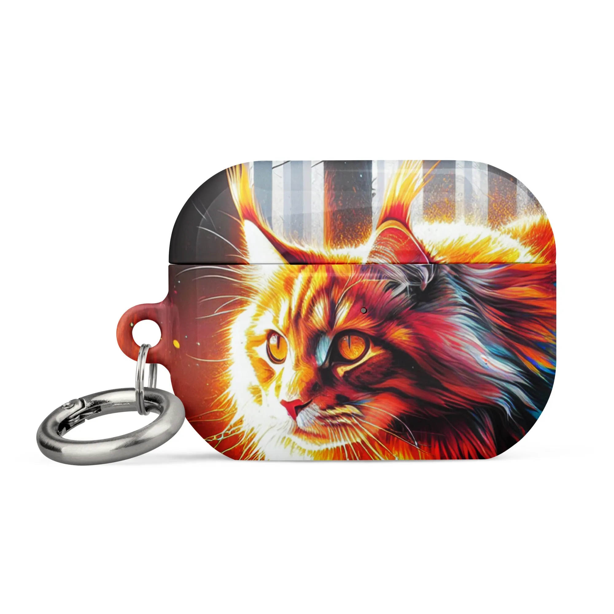 Cat Design AirPods® Case | Impact-Absorbing Polycarbonate | Metal Carabiner | Scratch & Drop Protection