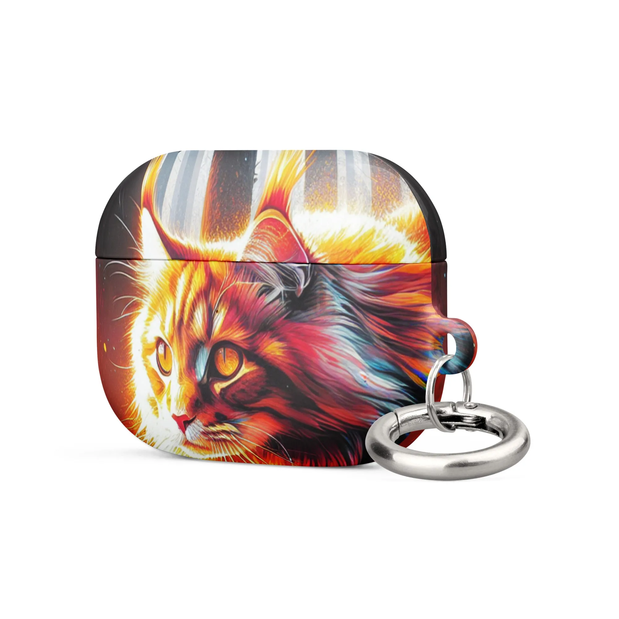 Cat Design AirPods® Case | Impact-Absorbing Polycarbonate | Metal Carabiner | Scratch & Drop Protection