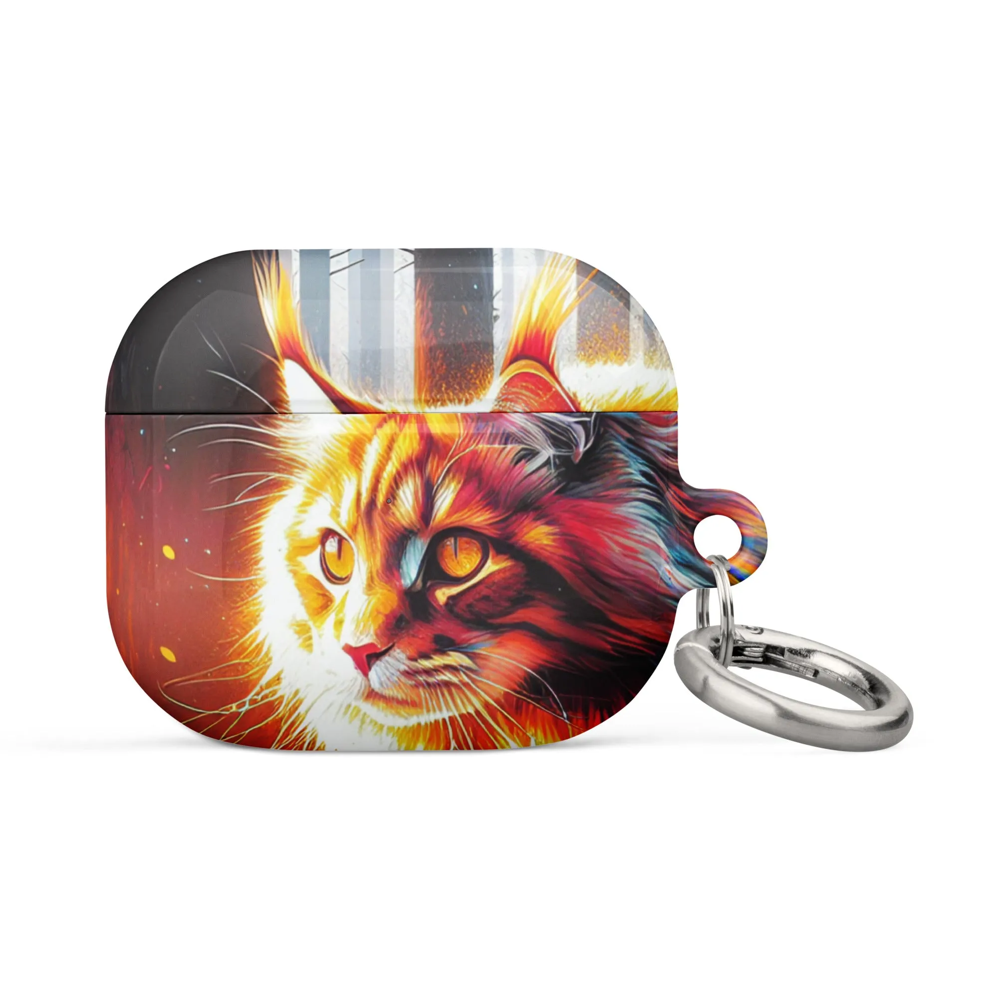 Cat Design AirPods® Case | Impact-Absorbing Polycarbonate | Metal Carabiner | Scratch & Drop Protection