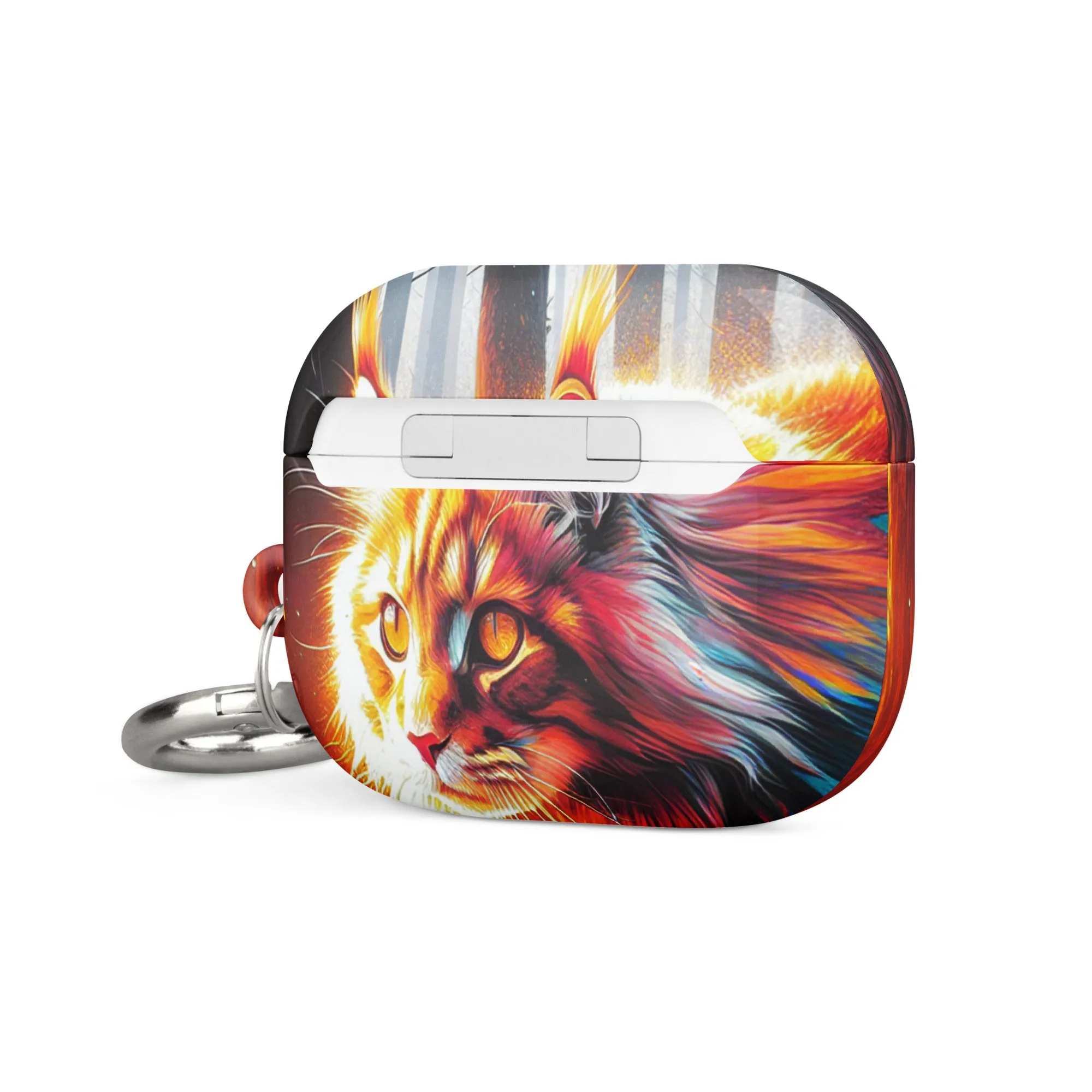 Cat Design AirPods® Case | Impact-Absorbing Polycarbonate | Metal Carabiner | Scratch & Drop Protection