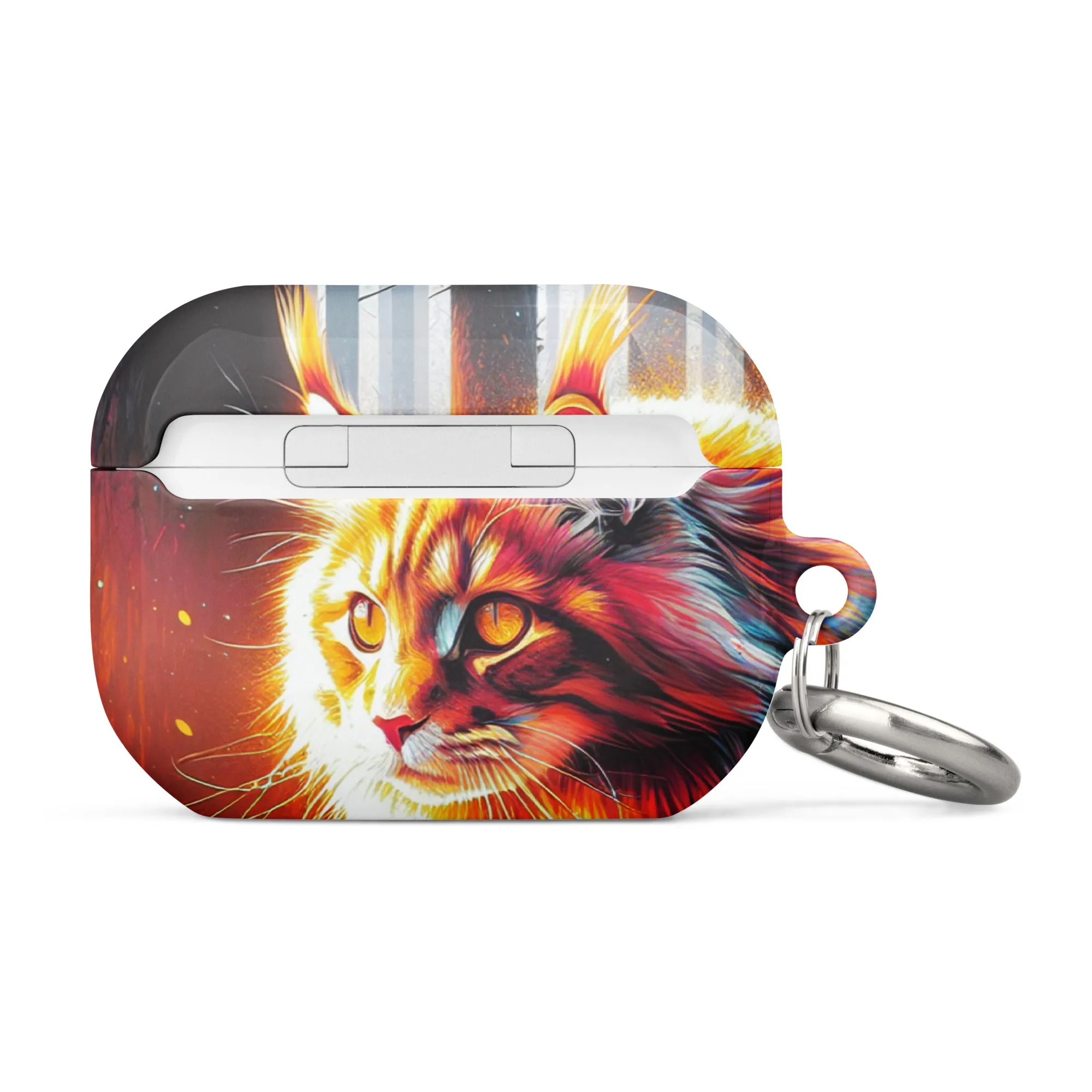 Cat Design AirPods® Case | Impact-Absorbing Polycarbonate | Metal Carabiner | Scratch & Drop Protection