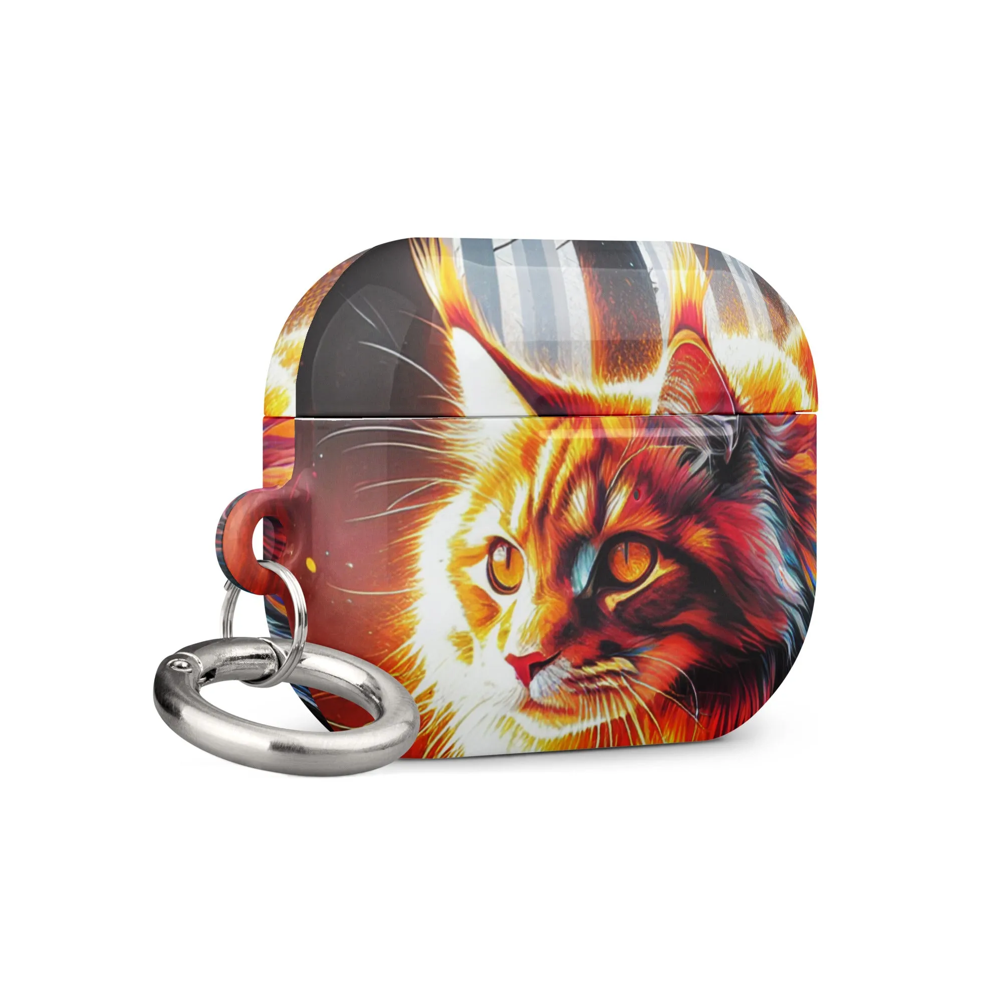 Cat Design AirPods® Case | Impact-Absorbing Polycarbonate | Metal Carabiner | Scratch & Drop Protection