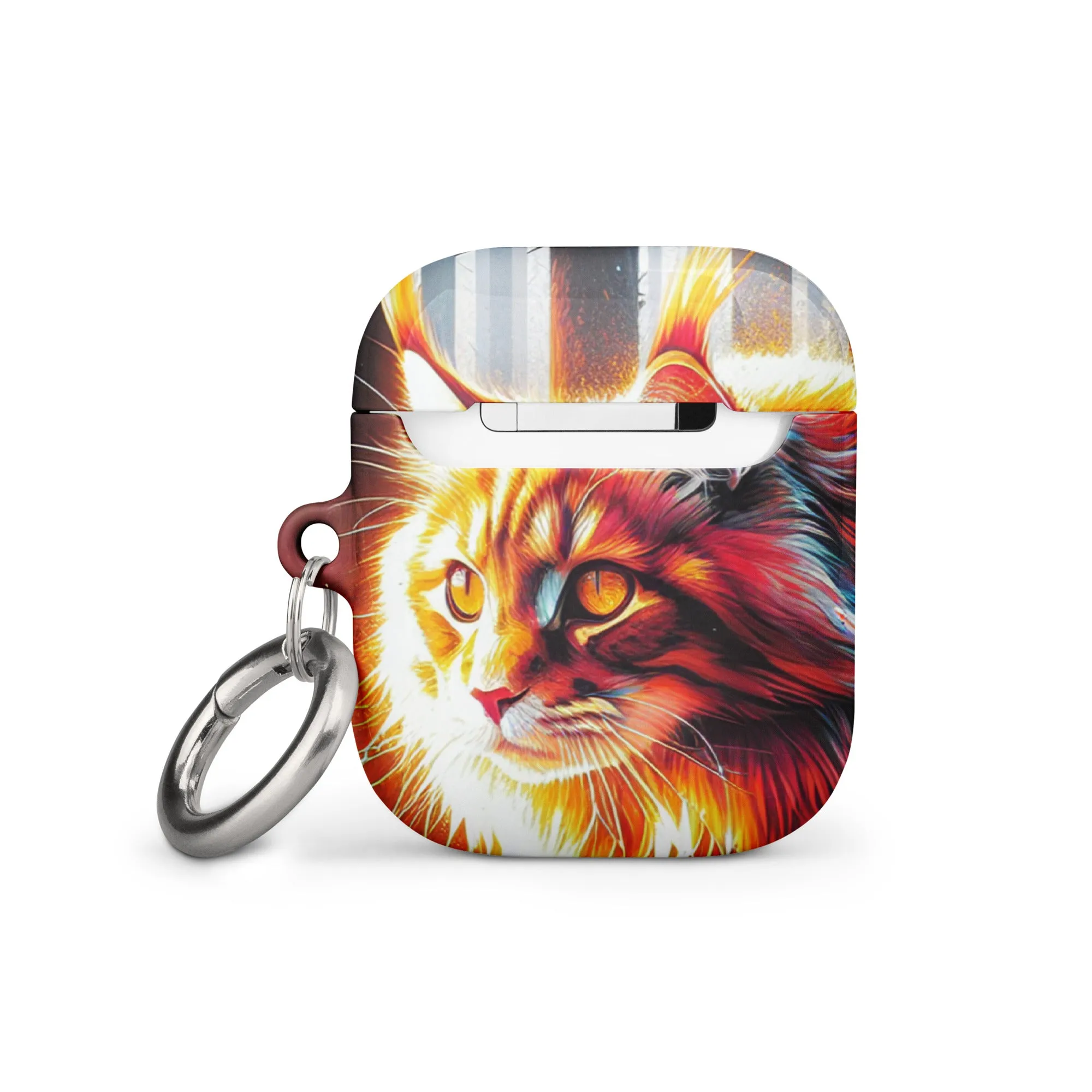 Cat Design AirPods® Case | Impact-Absorbing Polycarbonate | Metal Carabiner | Scratch & Drop Protection