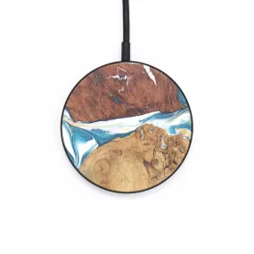 Circle Wood Resin Wireless Charger - Callie (Teal & Gold, 682422)