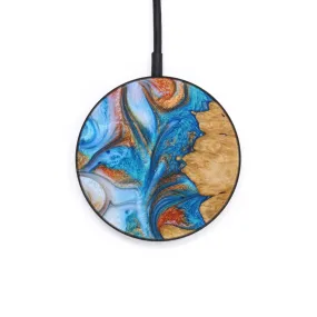 Circle Wood Resin Wireless Charger - Cecelia (Teal & Gold, 642537)