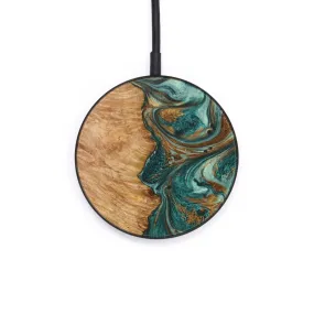 Circle Wood Resin Wireless Charger - Darrell (Teal & Gold, 644279)