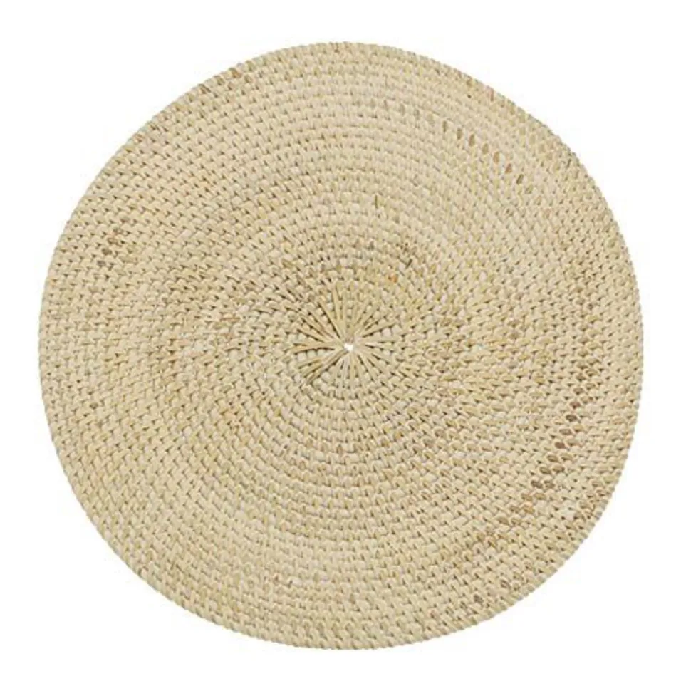 Circular Rattan Placemat Whitewash