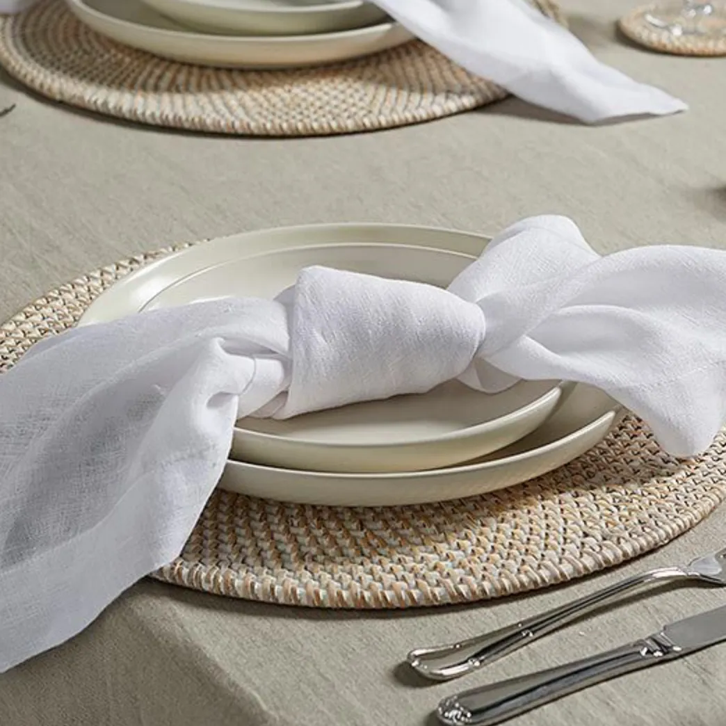 Circular Rattan Placemat Whitewash