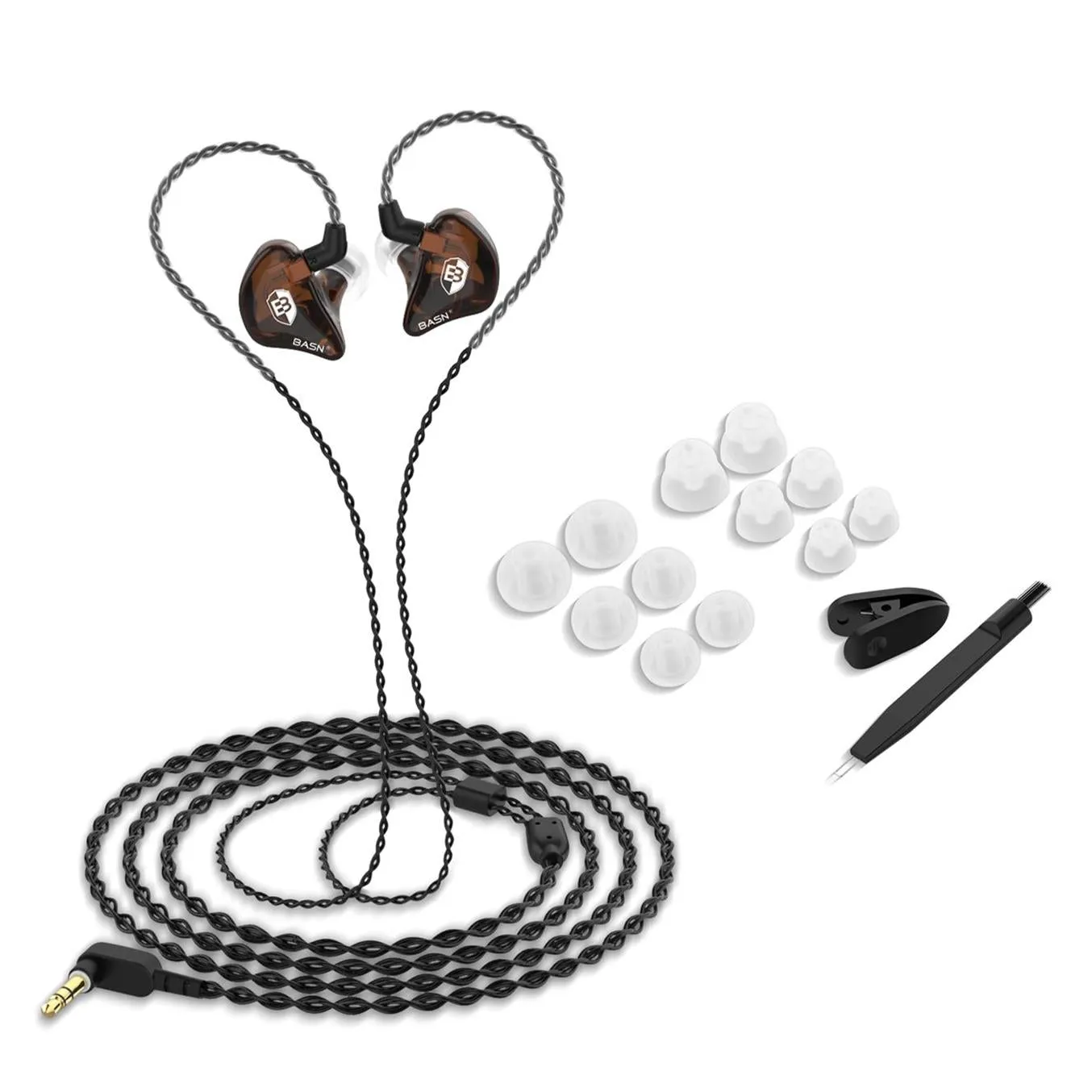 Clearance Sale-BASN Bsinger BC100 In-Ear Monitor Headphones (Brown)