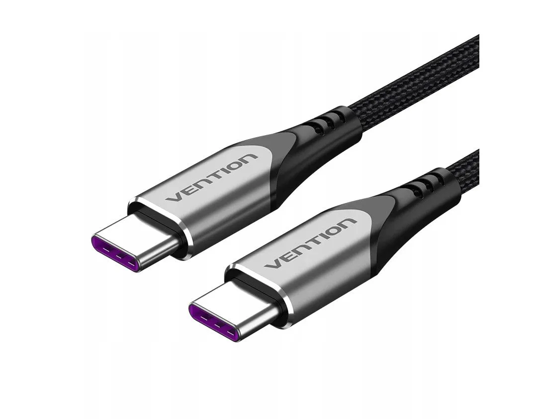 [CLEARANCE] Vention USB 2.0 C Male to C Male 5A USB Cable (TAE) Nylon Braided 480Mbps Perfect for Smartphones, Laptops, Tablets (Available in Different Lengths)