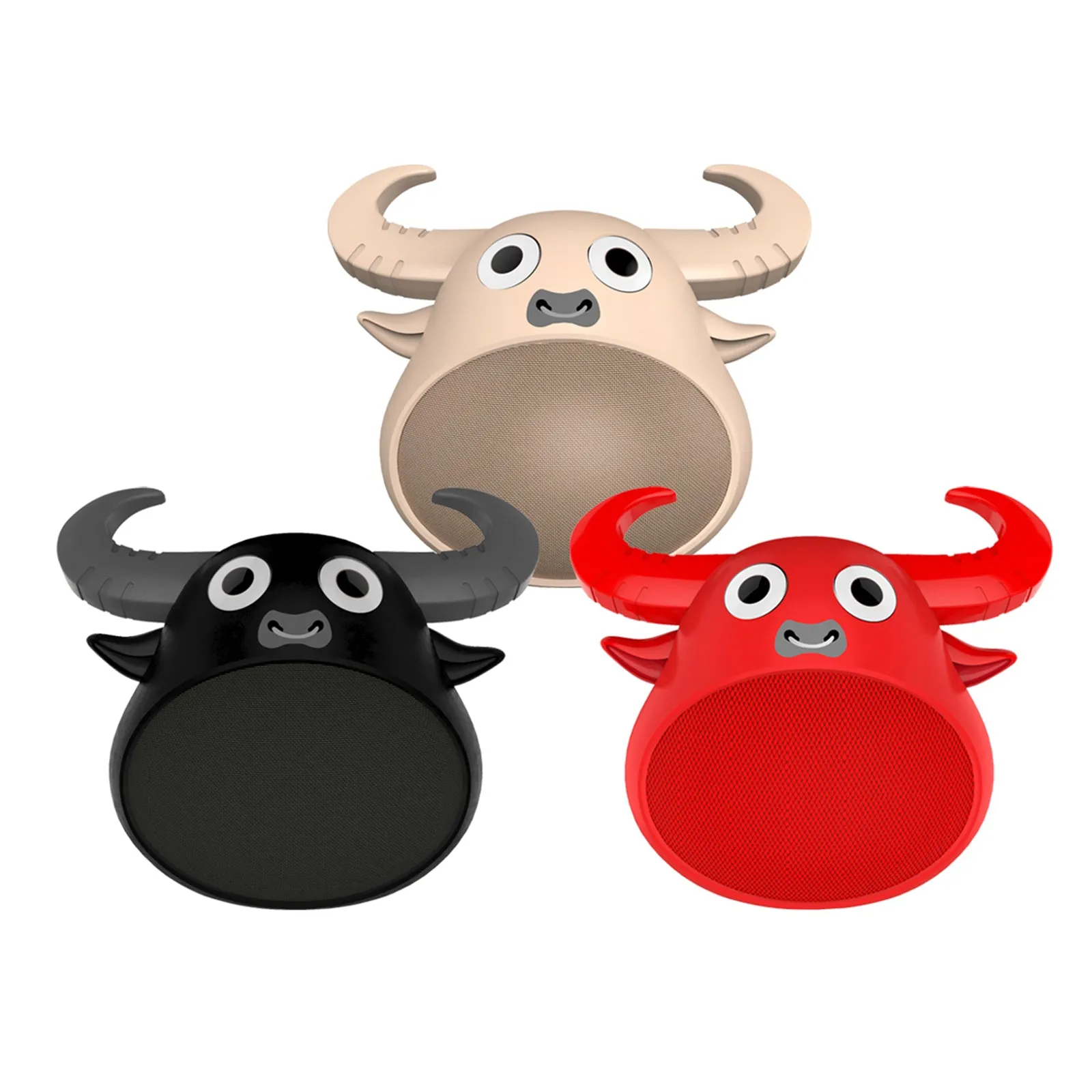 Compact Bluetooth Animal Face Speaker, 3W, Wireless, Red - Fitsmart