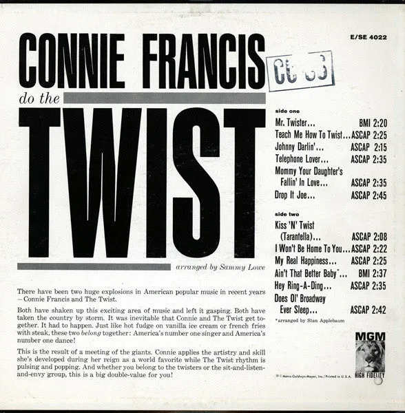 Connie Francis - Do The Twist (LP, Album, Mono) (NM or M-)