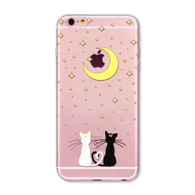 Cute Cat Case Cover For Apple iPhone 6 6s 7 Plus 6sPlus 6Plus 4 4s 5 5s SE Transparent Soft Silicone Cell Phone Bag Capa Cases