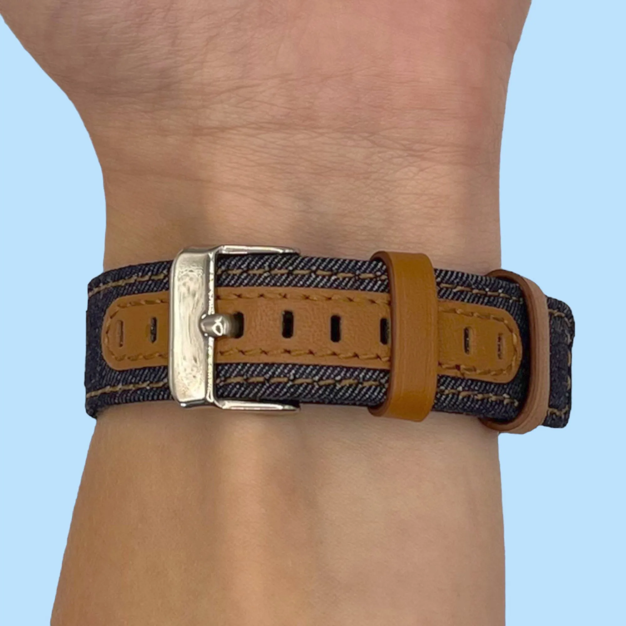 Denim & Leather Watch Straps Compatible with the T92 Smartwatch