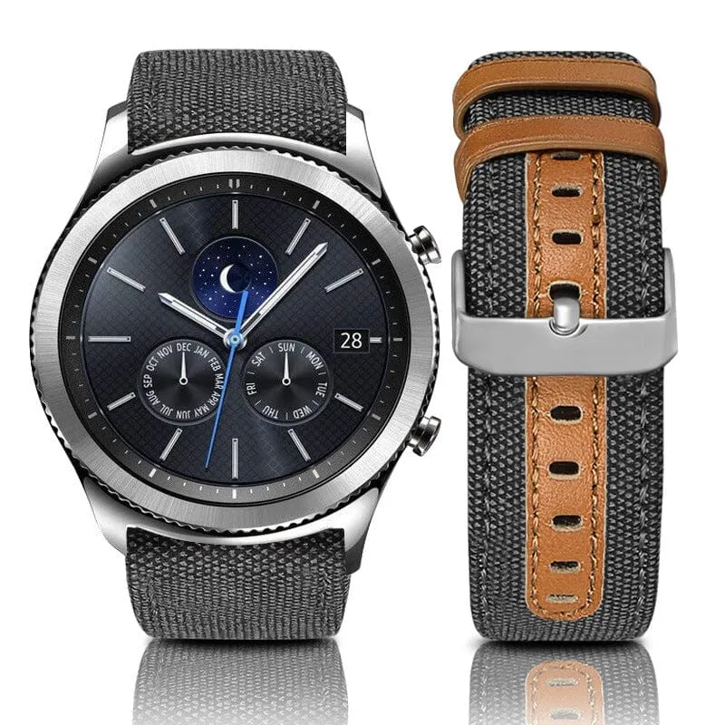 Denim & Leather Watch Straps Compatible with the T92 Smartwatch