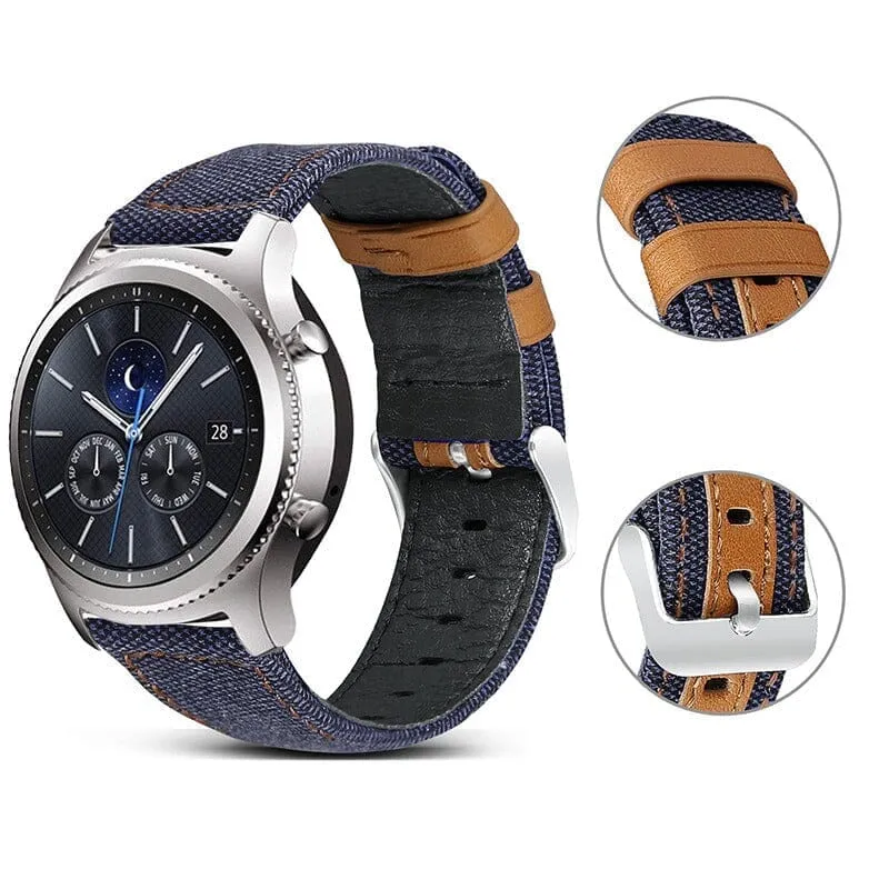 Denim & Leather Watch Straps Compatible with the T92 Smartwatch