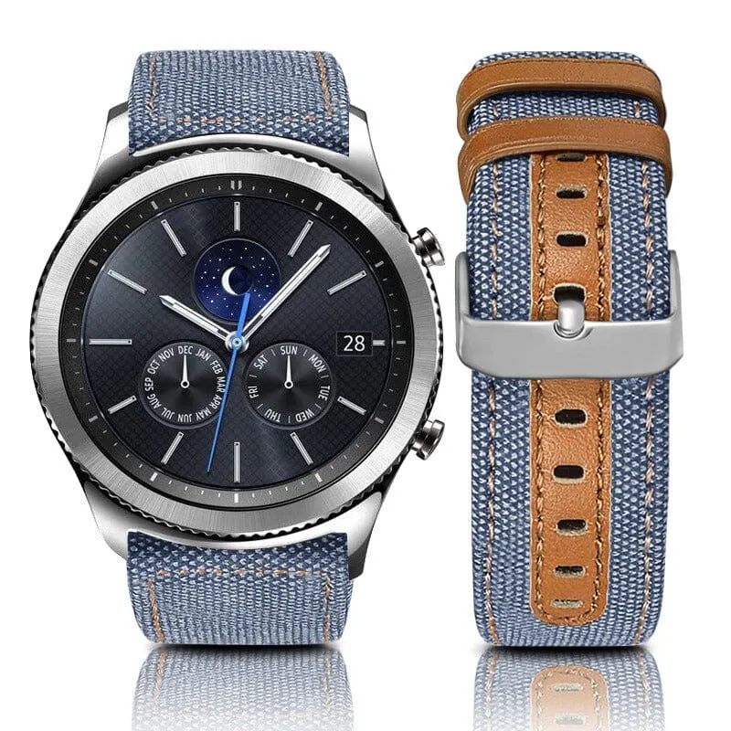 Denim & Leather Watch Straps Compatible with the T92 Smartwatch