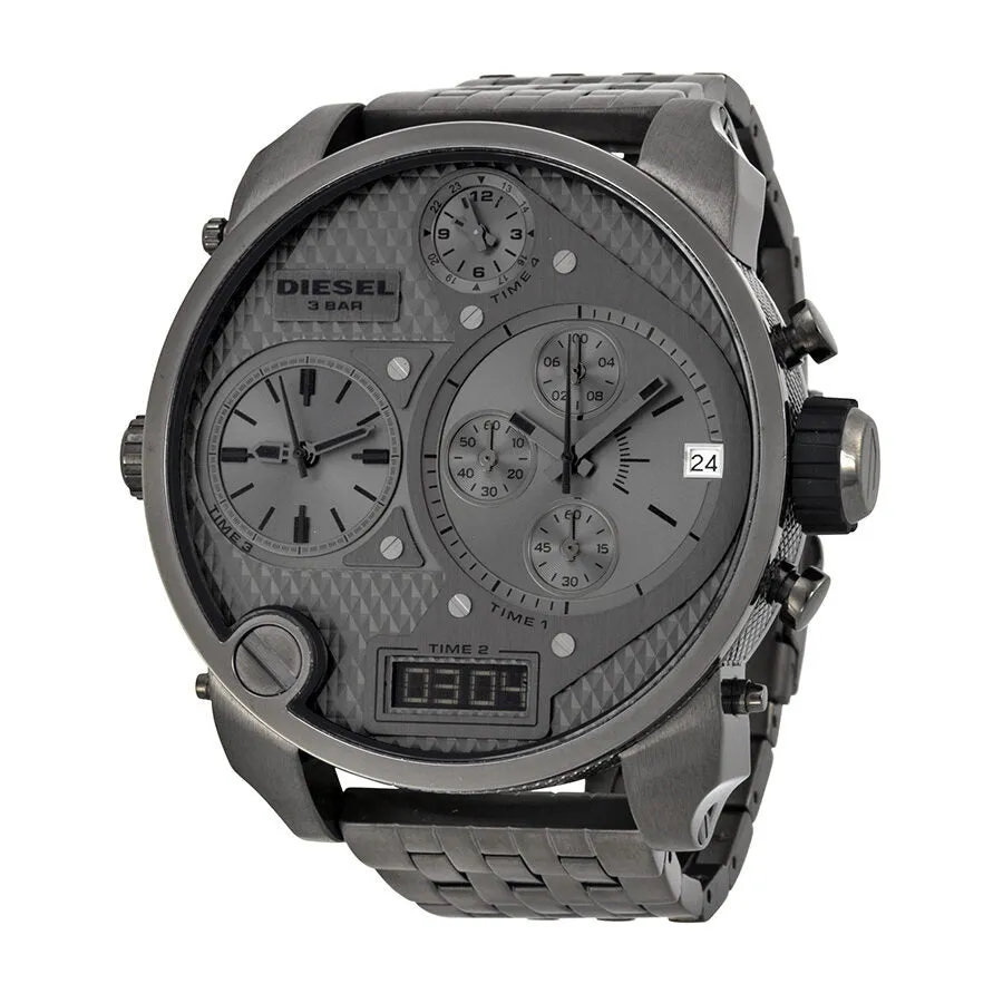 Diesel Badass Oversized Gray Dial Gunmetal PVD Men's Watch DZ7247