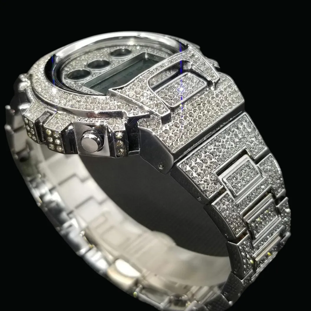 Digital Led Waterproof Chronograph Iced Out Diamond Watch