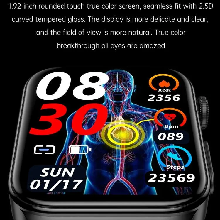 E500 Smartwatch with 1.83" HD Display, ECG Monitoring, and Non-Invasive Blood Sugar Tracking