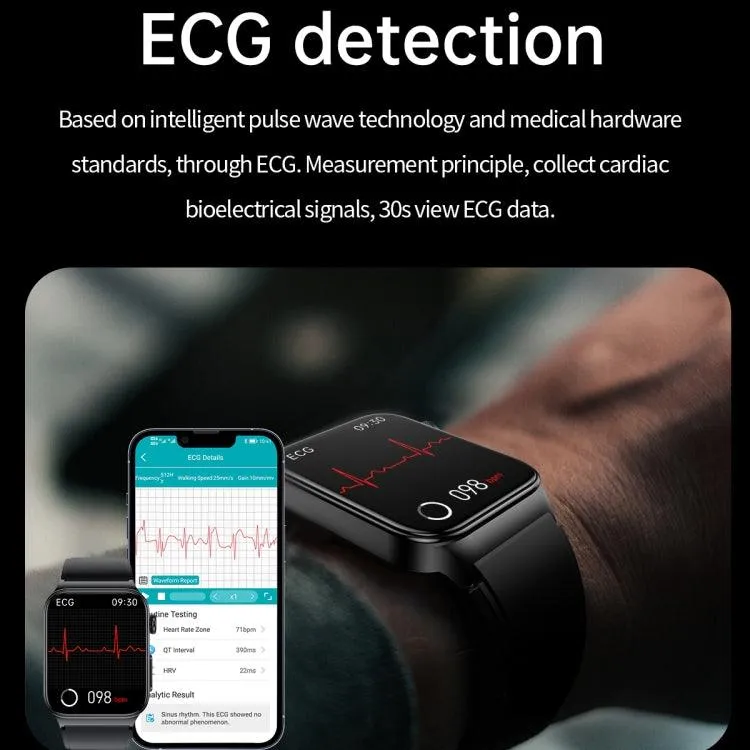 E500 Smartwatch with 1.83" HD Display, ECG Monitoring, and Non-Invasive Blood Sugar Tracking