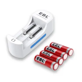 EBL 4Pcs 14500 Rechargeable Batteries with 839 Battery Charger