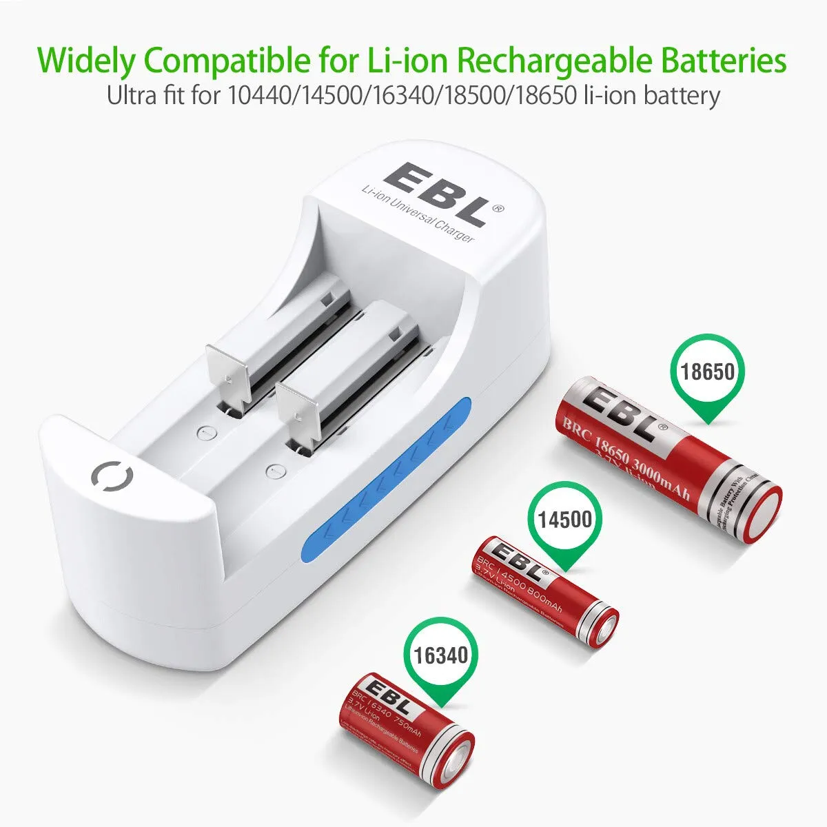 EBL 4Pcs 14500 Rechargeable Batteries with 839 Battery Charger