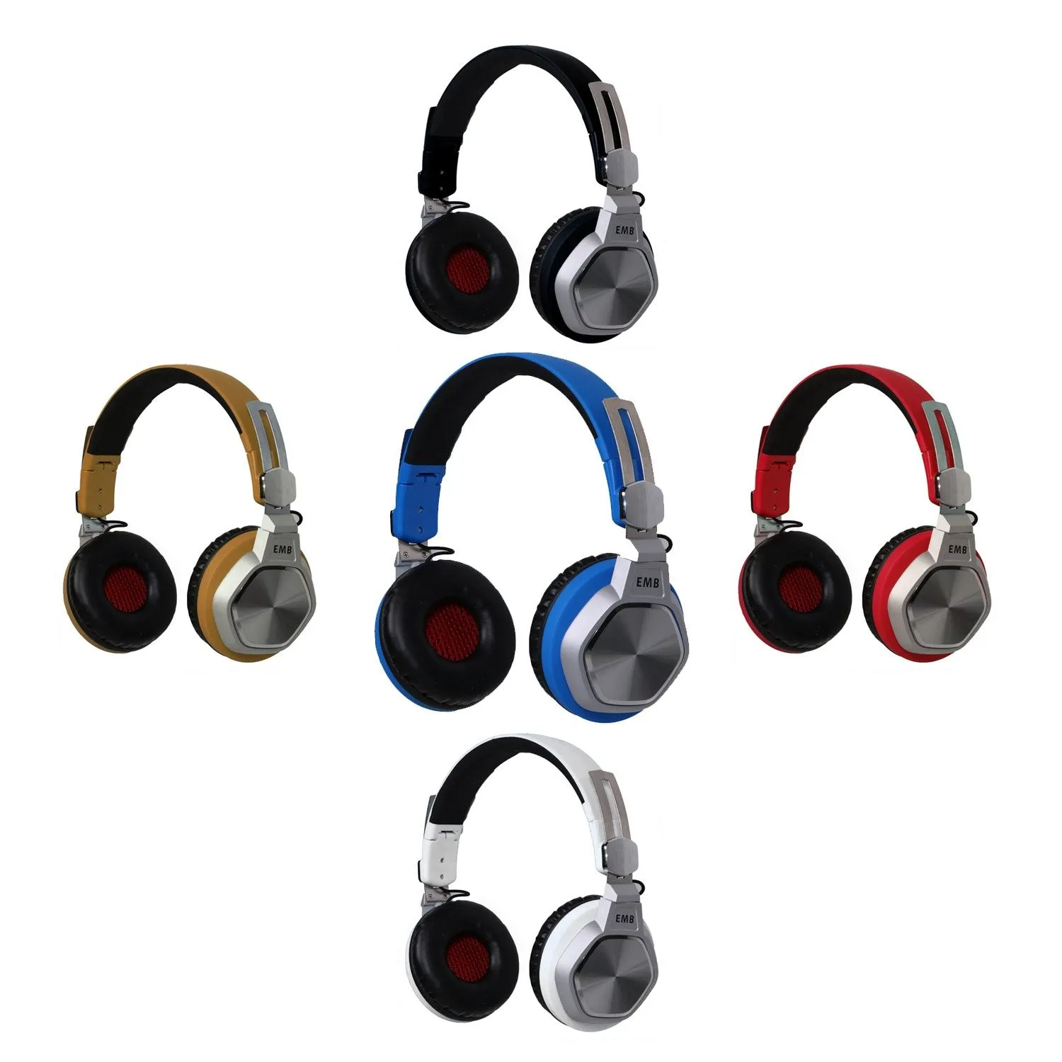 EMB EBH712-G Bluetooth Headphone, Hi-Fi Stereo Set, Foldable with Soft Memory Protein Earmuffs, Built in Mic for Hands-Free Calling