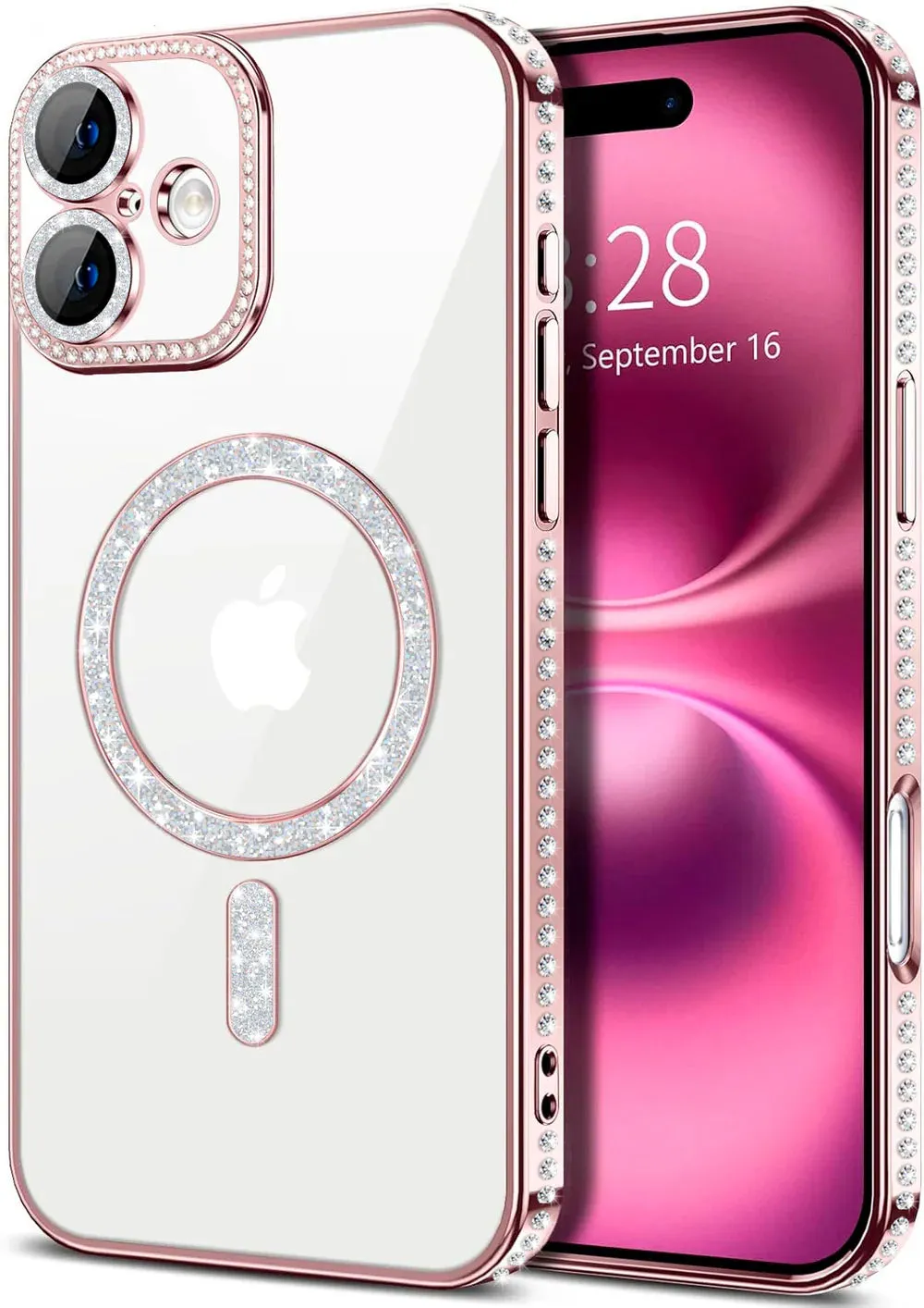 Entronix Apple iPhone 16 [Magnetic-Compatible] Case - Rhinestone DIamonds,