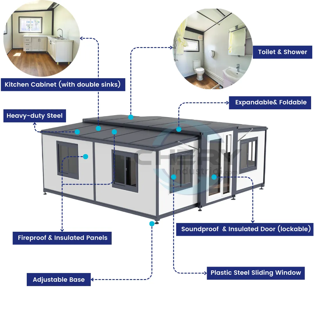 Expandable Prefab House 19ft x 20ft with Cabinet