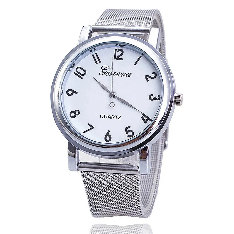 Fashion Women Watch Relogio Feminino Silver Band Geneva Watch Ladies Quarzt Watch