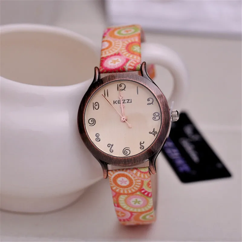 Fashion Women Wristwatch Genuine Leather strap Analog Display Quartz Casual Watch