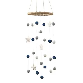 Felt Ball & Star Nursery Mobile- Navy, Gray- SMALL