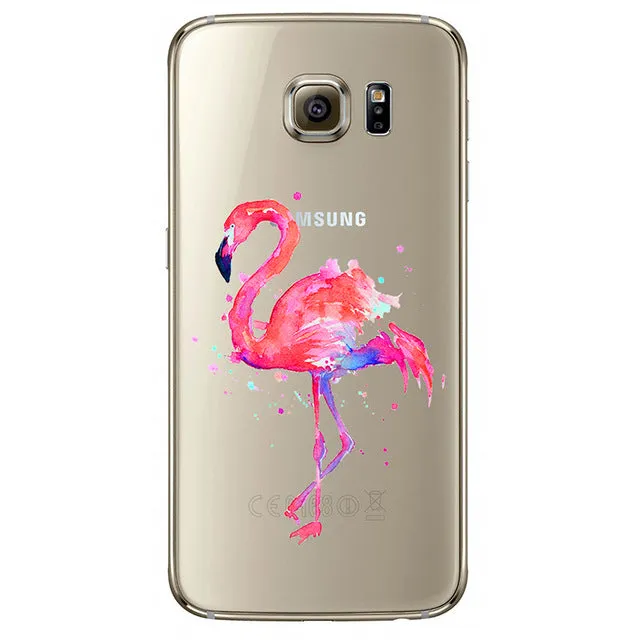 Flamingo Case For Samsung Galaxy S4 S5 S6 S7 Edge S8 Plus A3 A5 2016 2015 2017 J1 J2 J3 J5 J7 Transparent Silicone Fundas