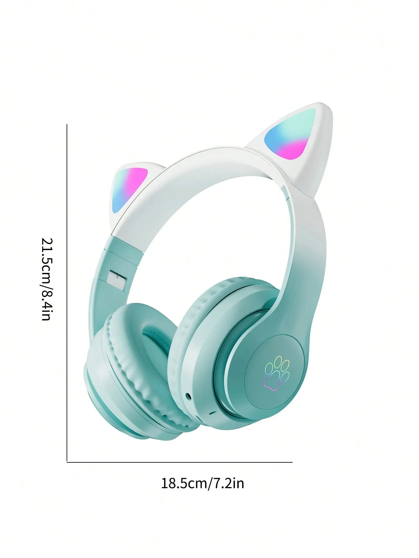 Flashing RGB Lighting Effects Cat Ears Wireless Headphones Long Lasting Colorful Wireless Headphones